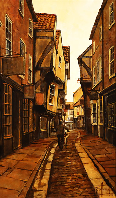 Richard Telford, Original oil painting on panel, The Shambles, York No frame image. Click to enlarge