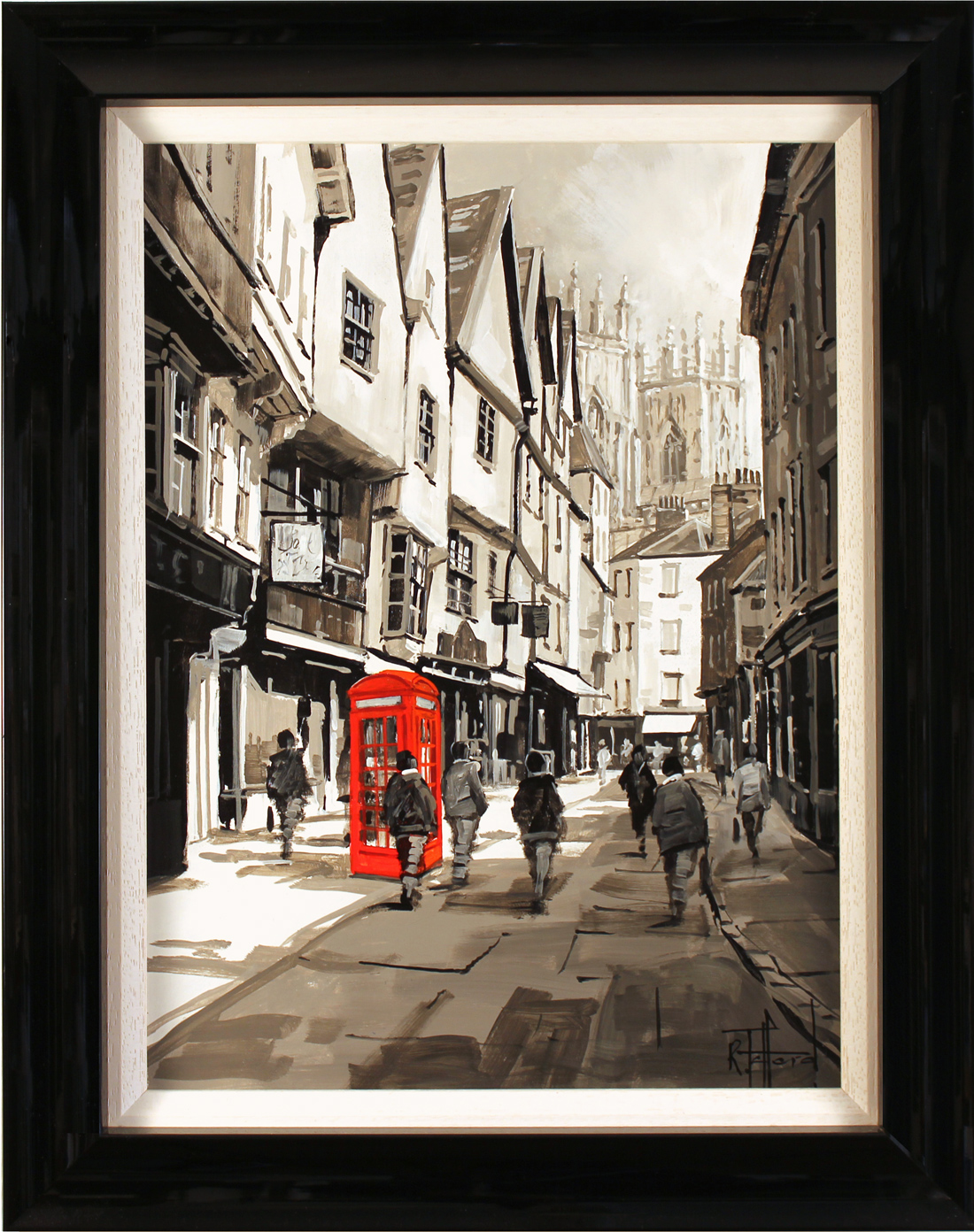 Richard Telford, Original oil painting on panel, Telephone Box on Low Petergate