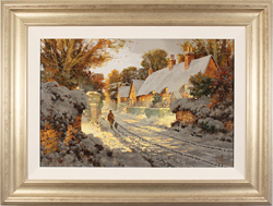 Richard Telford, Original oil painting on panel, A Walk in the Village Medium image. Click to enlarge