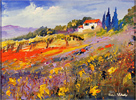 Roberto Luigi Valente, Original acrylic painting on board, Tuscan Landscape Medium image. Click to enlarge