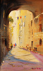 Roberto Luigi Valente, Original acrylic painting on board, Naples, Old Town