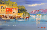 Roberto Luigi Valente, Original acrylic painting on board, Portofino Medium image. Click to enlarge