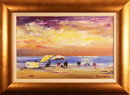 Roberto Luigi Valente, Original acrylic painting on board, Naples Beach