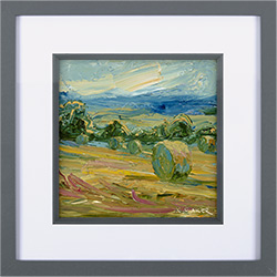 Rupert Aker, Original oil painting on paper, Harvest Bales