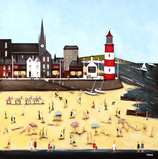 Sean Durkin, Original oil painting on panel, A Day at the Seaside No frame image. Click to enlarge
