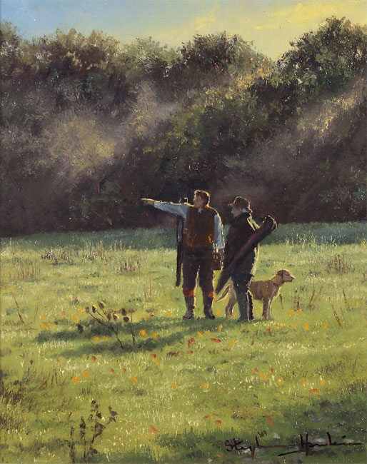 Stephen Hawkins, Original oil painting on panel, The Gamekeepers