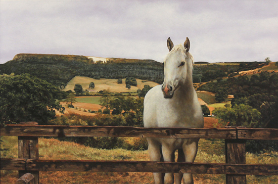 Stephen Park, Original oil painting on panel, White Horse at Kilburn