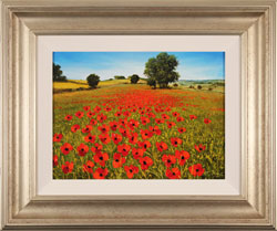Steve Thoms, Original oil painting on panel, Poppy Fields, Yorkshire Wolds Medium image. Click to enlarge