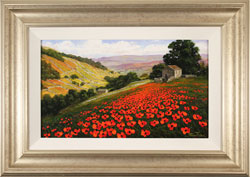 Steve Thoms, Original oil painting on panel, Poppy Field, Yorkshire Dales Medium image. Click to enlarge