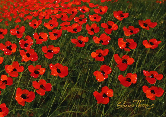 Steve Thoms, Original oil painting on panel, Yorkshire Poppies Signature image. Click to enlarge