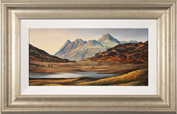 Suzie Emery, Original acrylic painting on board, Langdale Pikes, Blea Tarn  Medium image. Click to enlarge