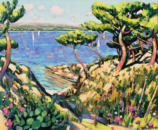 Terence Clarke, Original oil painting on canvas, Island Pines near La Ciotat No frame image. Click to enlarge
