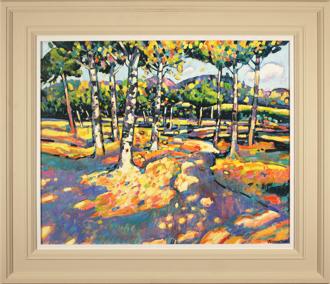 Terence Clarke, Original oil painting on canvas, Falling Leaves, Autumn