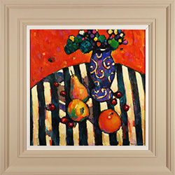 Terence Clarke, Original acrylic painting on canvas, Still Life with Blue Pot Medium image. Click to enlarge
