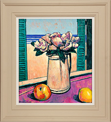 Terence Clarke, Original acrylic painting on board, Old Spanish Roses
