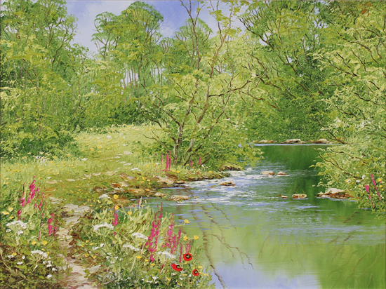Terry Evans, Original oil painting on canvas, Spring by the Beck