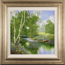 Terry Evans, Original oil painting on canvas, Silver Birches by the Beck Medium image. Click to enlarge