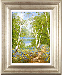 Terry Evans, Original oil painting on panel, Birch and Bluebell Medium image. Click to enlarge