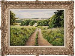 Terry Grundy, Original oil painting on panel, Summer in the Yorkshire Wolds Medium image. Click to enlarge