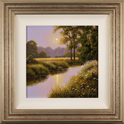 Terry Grundy, Original oil painting on panel, Riverside at Dusk Medium image. Click to enlarge