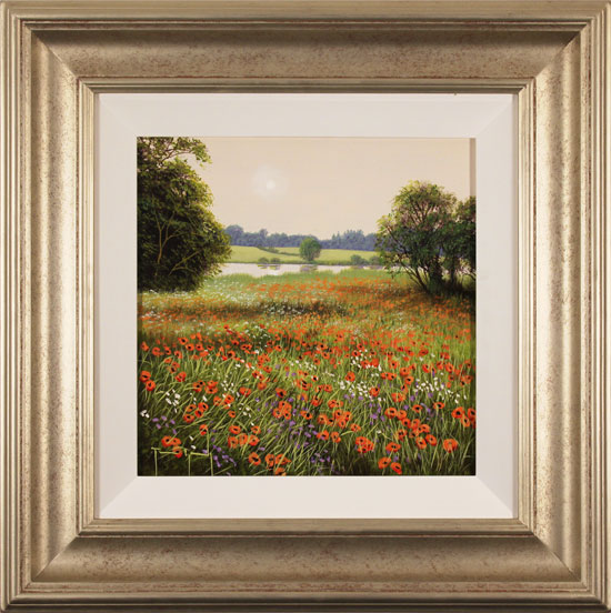 Terry Grundy, Original oil painting on panel, Poppy Field at Dusk