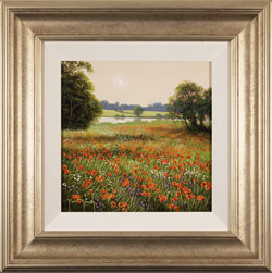 Terry Grundy, Original oil painting on panel, Poppy Field at Dusk Medium image. Click to enlarge