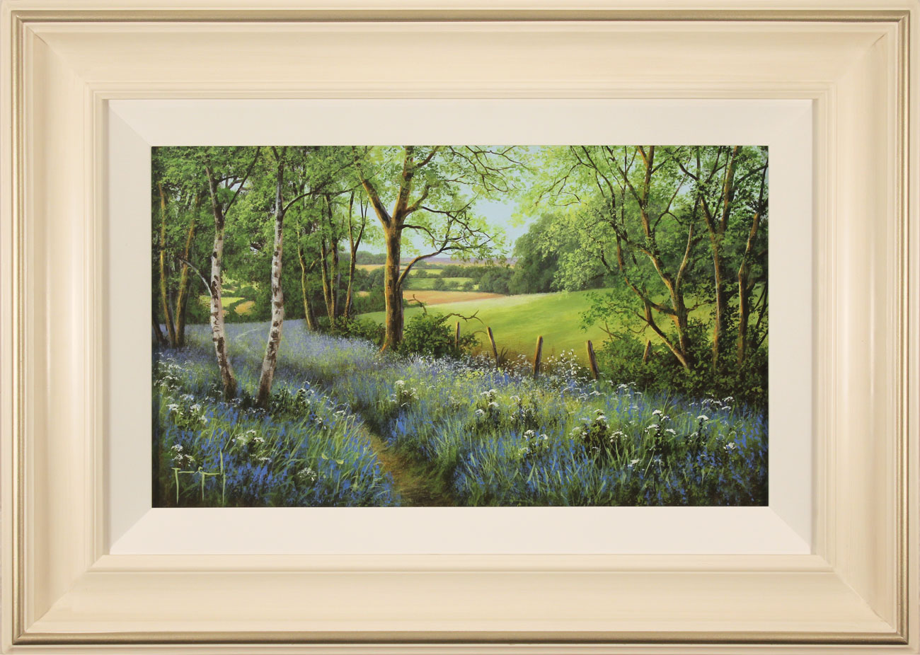 Terry Grundy, Original oil painting on panel, Woodland Bluebells