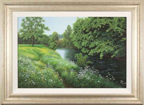 Terry Grundy, Original oil painting on panel, Midsummer by the River