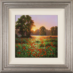 Terry Grundy, Original oil painting on panel, Poppy Field at Sunset Medium image. Click to enlarge