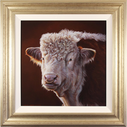 Wayne Westwood, Original oil painting on panel, Hereford Bull Medium image. Click to enlarge