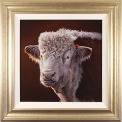 Wayne Westwood, Original oil painting on panel, Hereford Bull Medium image. Click to enlarge